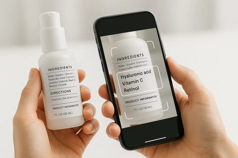 Scanning a cosmetics label with a phone